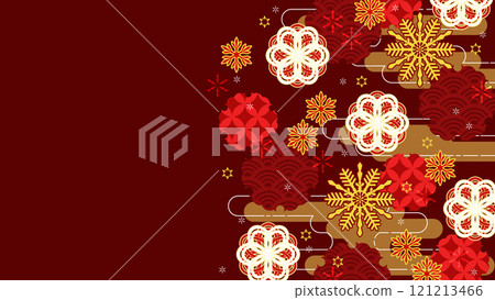 Chic Japanese-style background with snowflakes and braids 121213466