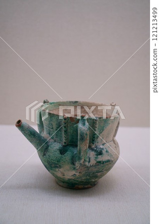 7401 Green glaze spout jar with three ears 121213499