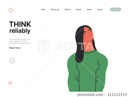 Thinking people, modern flat vector concept illustration- woman standing thoughtfully, looking upwards. Metaphor for reflection, analysis, introspection, contemplation, deep thought Thinking people, modern flat vector concept illustration- woman standing thoughtfully, looking upwards. Metaphor for reflection, analysis, introspection, contemplation, deep thought 121213514