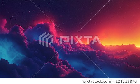 太陽落山的天空和雲朵生成ai 121213876