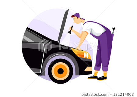 Car Wash Service Illustration concept on white background 121214008