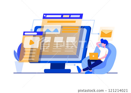 Digital Marketing Illustration concept on white background Digital Marketing Illustration concept on white background 121214021