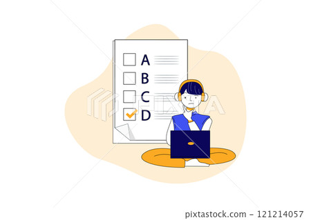 Online Education Illustration concept. Flat illustration isolated on white background 121214057