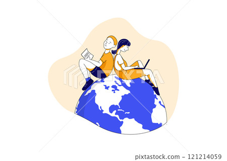 Online Education Illustration concept. Flat illustration isolated on white background Online Education Illustration concept. Flat illustration isolated on white background 121214059