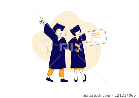 Online Education Illustration concept. Flat illustration isolated on white background 121214060