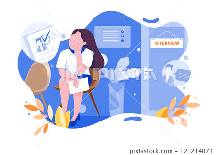 Interview & Hiring Illustration concept. Flat illustration isolated on white background Interview & Hiring Illustration concept. Flat illustration isolated on white background 121214071