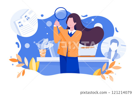 Interview & Hiring Illustration concept. Flat illustration isolated on white background Interview & Hiring Illustration concept. Flat illustration isolated on white background 121214079