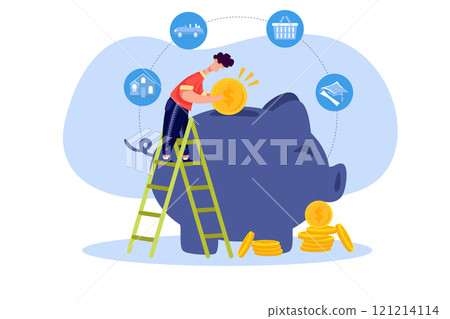 Finance Accounting Illustration concept. A flat illustration isolated on white background Finance Accounting Illustration concept. A flat illustration isolated on white background 121214114