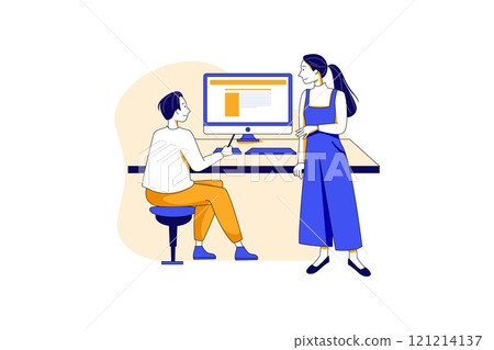 Online Education Illustration concept. Flat illustration isolated on white background 121214137