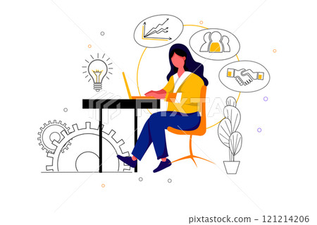 Business Activities Illustration concept. Flat illustration isolated on white background 121214206