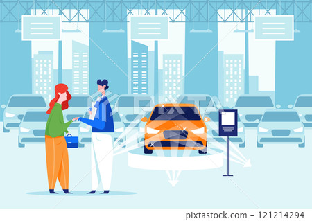 Car Dealership Illustration concept. Flat illustration isolated on white background 121214294