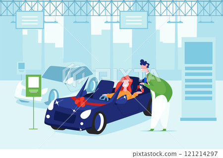 Car Dealership Illustration concept. Flat illustration isolated on white background Car Dealership Illustration concept. Flat illustration isolated on white background 121214297
