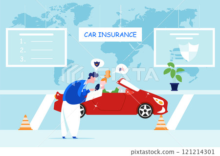 Car Dealership Illustration concept. Flat illustration isolated on white background 121214301