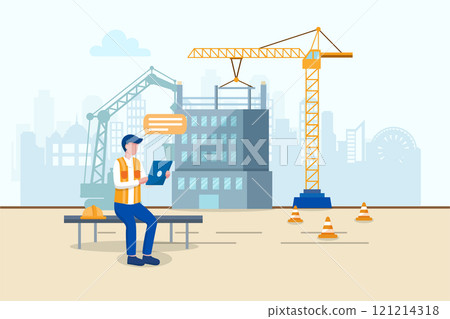 Real Estate and Construction Illustration concept on white background 121214318