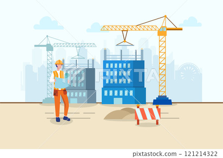 Real Estate and Construction Illustration concept on white background 121214322