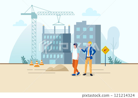 Real Estate and Construction Illustration concept on white background Real Estate and Construction Illustration concept on white background 121214324