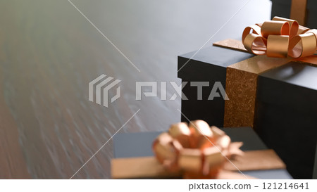 The Black gift box for celebration or holiday concept 3d rendering. The Black gift box for celebration or holiday concept 3d rendering. 121214641