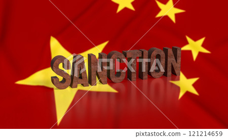 The sanction on china flag background for Business concept 3d rendering. 121214659