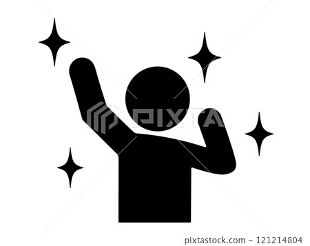 一個快樂的人的圖標（一個快樂的人的剪影） 121214804