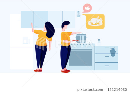 Smart Home Illustration concept. A flat illustration isolated on white background 121214980