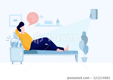 Smart Home Illustration concept. A flat illustration isolated on white background 121214981