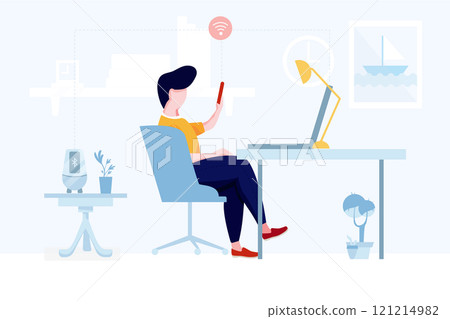 Smart Home Illustration concept. A flat illustration isolated on white background 121214982