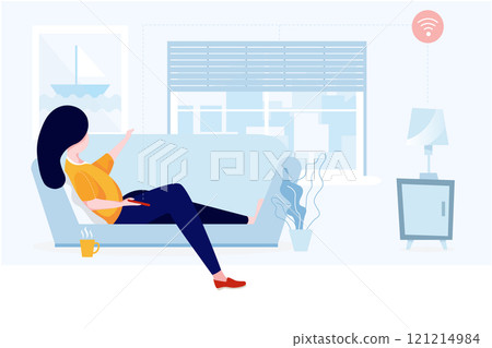 Smart Home Illustration concept. A flat illustration isolated on white background 121214984