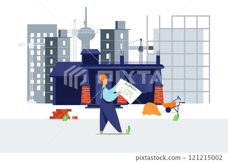 Construction service Illustration concept. Flat illustration isolated on white background 121215002