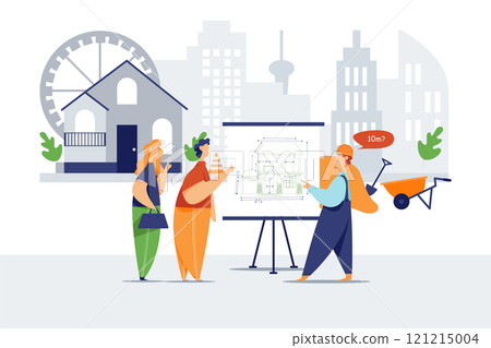 Construction service Illustration concept. Flat illustration isolated on white background 121215004