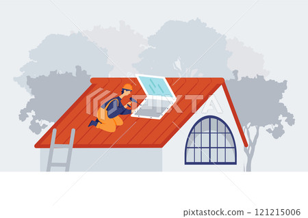 Construction service Illustration concept. Flat illustration isolated on white background 121215006