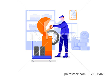 Car Wash Service Illustration concept. Flat illustration isolated on white background 121215076