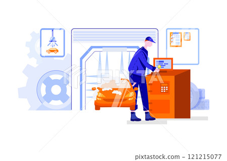Car Wash Service Illustration concept. Flat illustration isolated on white background Car Wash Service Illustration concept. Flat illustration isolated on white background 121215077