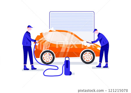 Car Wash Service Illustration concept. Flat illustration isolated on white background 121215078