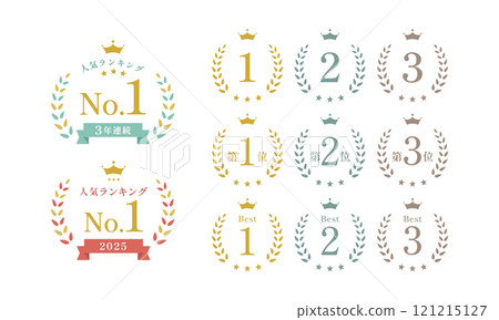 Laurel wreath ranking awards vector icon and frame set (flat design) Laurel wreath ranking awards vector icon and frame set (flat design) 121215127