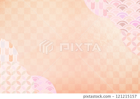 粉紅色背景與日本圖案的新年卡片、女兒節和慶祝活動 121215157