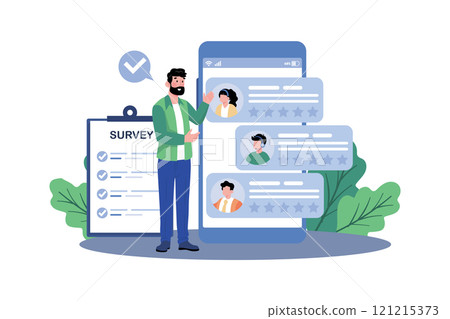 Companies conduct online surveys for customer feedback. 121215373