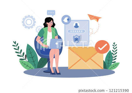 Users sign up for email service for online communication. Users sign up for email service for online communication. 121215390