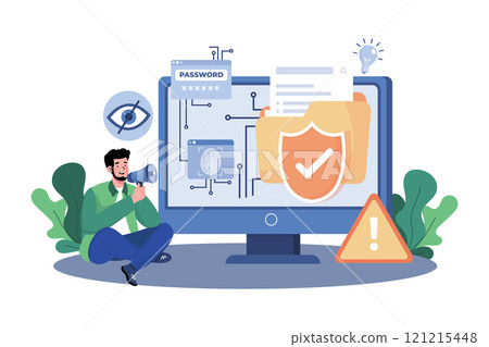 AI detects patterns and anomalies in cybersecurity. 121215448