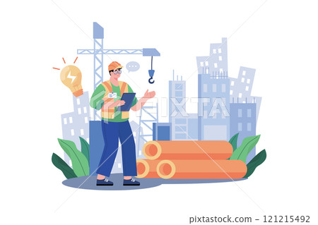 Construction company builds new residential complex. Construction company builds new residential complex. 121215492