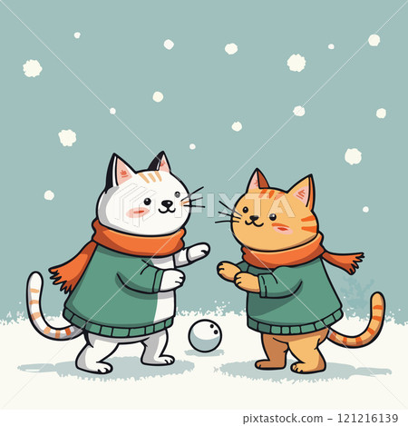 Cats Playing in the Snow 121216139