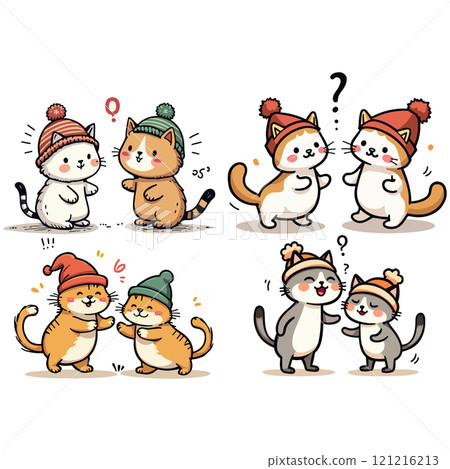 Cats in Winter Hats Playing Cats in Winter Hats Playing 121216213
