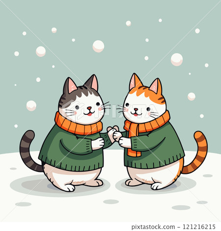 Cats Playing in the Snow Cats Playing in the Snow 121216215