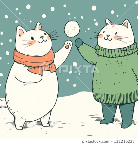 Cats Playing in the Snow Cats Playing in the Snow 121216225
