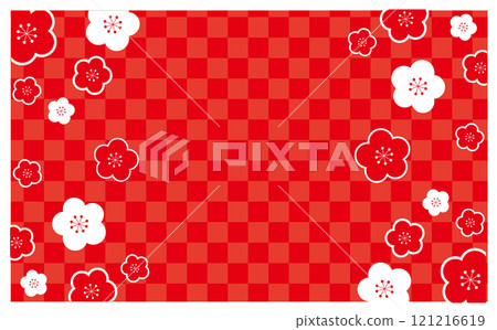 新年可愛紅白背景插畫素材 121216619