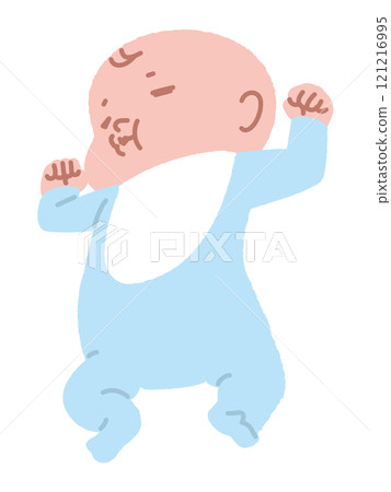 Baby sleeping soundly on his back 121216995