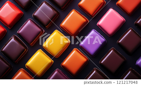 Vivid background material with lots of chocolates lined up Vivid background material with lots of chocolates lined up 121217048