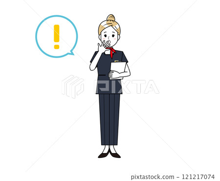 Illustration of a woman serving customers in pants style - Beauty advice staff 121217074