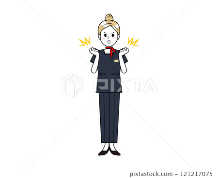 Illustration of a woman serving customers in pants style - Beauty advice staff 121217075