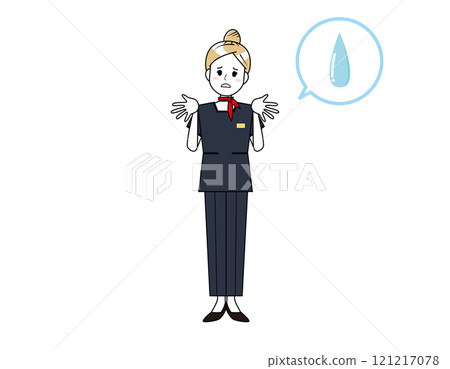 Illustration of a woman serving customers in pants style - Beauty advice staff 121217078