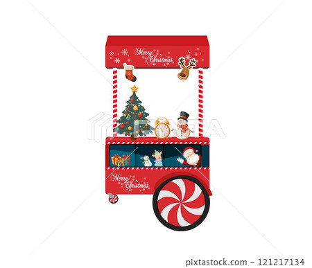 Festive Christmas Cart with Holiday Decorations 121217134